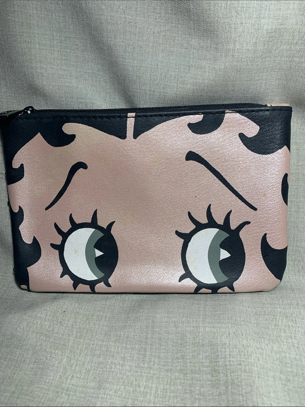 ipsy Pink and Black Betty Boop Eye Zip Cosmetic Pouch